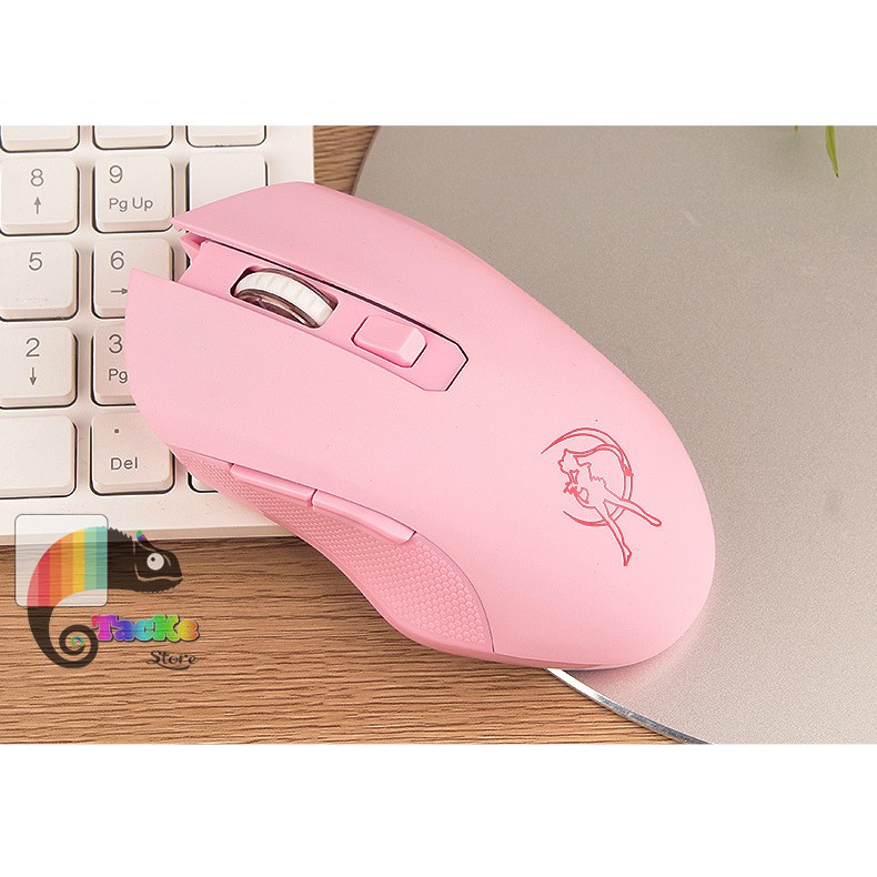 Chuột game thủ màu Hồng không dây, RGB Led, Dream Pink I Wriless Pink Gaming Mouse RGB LED