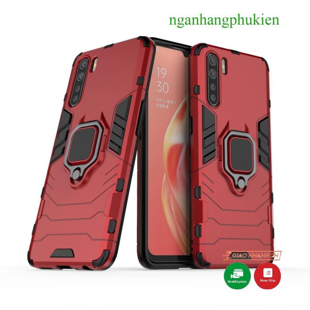 Ốp lưng Oppo Reno 3 chống sốc Iron Man gắn giá đỡ iring hỗ trợ xem video, chống va đập mạnh