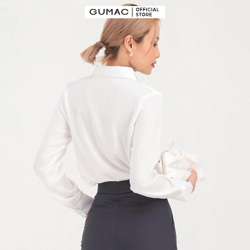 Áo sơ mi nữ GUMAC cơ bản chất liệu lụa mango giấu nút AB709 | BigBuy360 - bigbuy360.vn