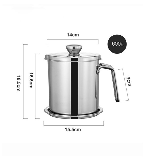 Bình Lọc Dầu Ăn Inox 304, Ca Lọc Dầu Ăn Thông Minh Có Lưới Lọc Loại Bỏ Cặn Thức Ăn Nhanh Chóng Tặng Kèm Kẹp Gắp Thức Ăn