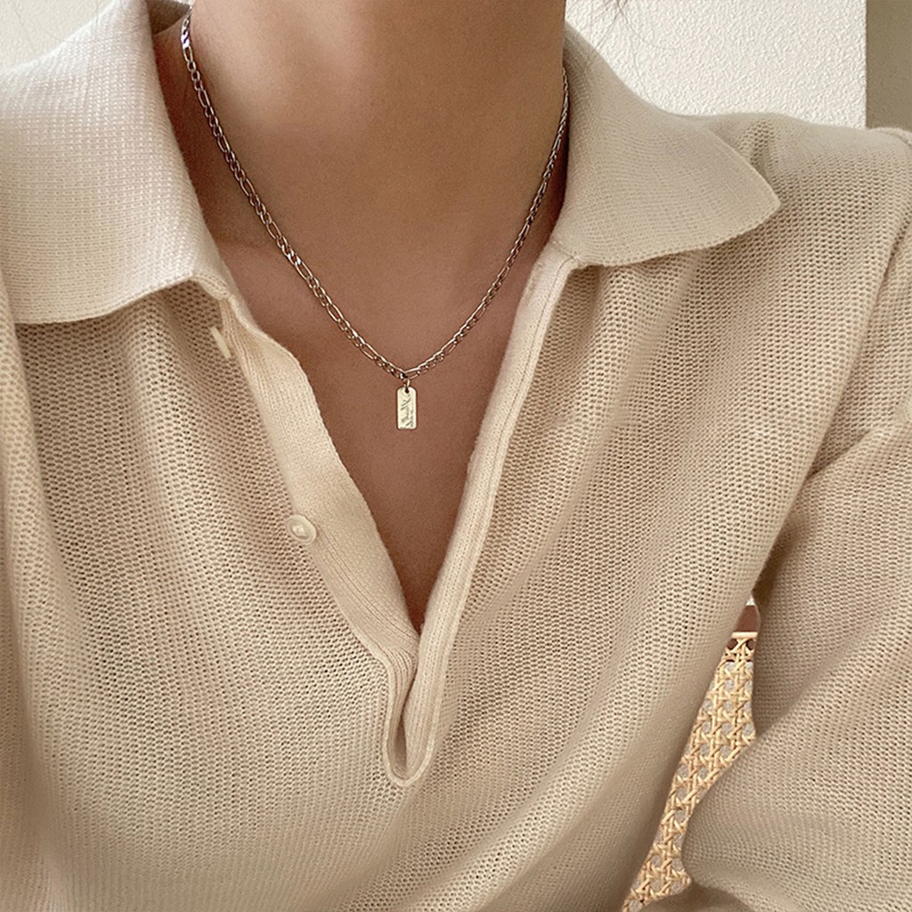 Vòng cổ đôi bằng titanium thiết kế thời trang độc đáo dành cho nữ