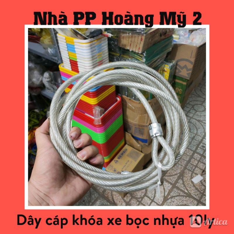 Dây cáp khóa xe bọc nhựa - Từ 1m đến 10m - Loại 10ly