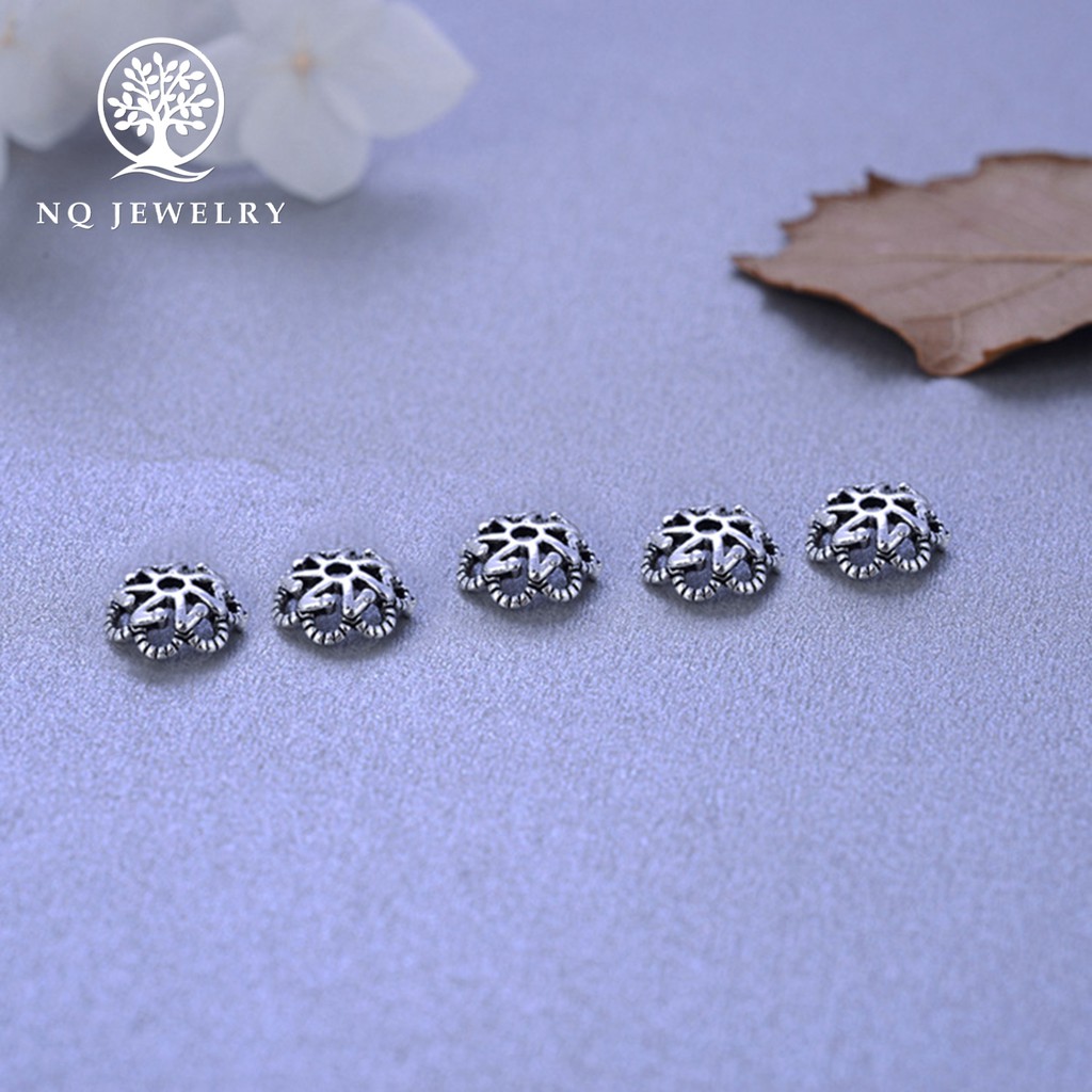 Charm bạc chụp hạt họa tiết - NQ Jewelry