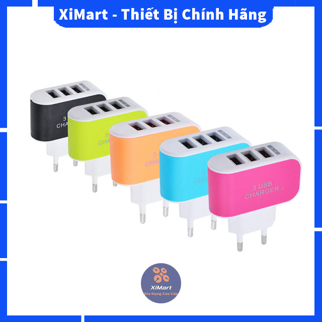 [HOT] Củ sạc điện thoại 3 cổng USB tiện lợi nhiều màu, bảo hành 3 tháng, lỗi 1 đổi 1 - XiMart