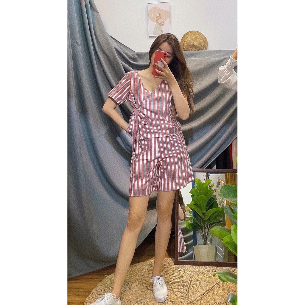 Set linen kẻ sọc
