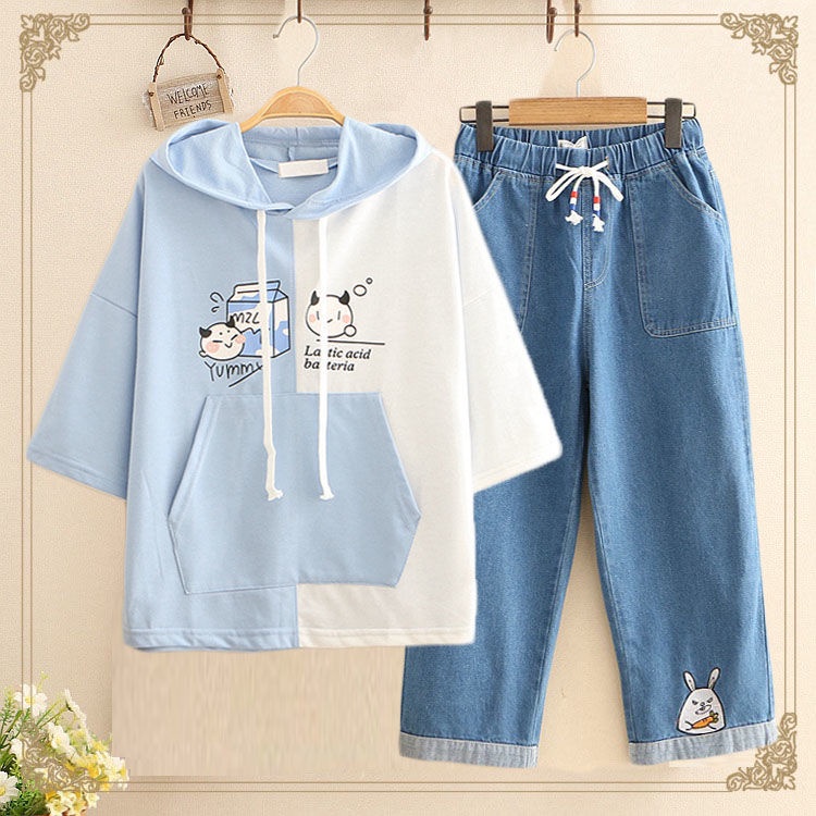 Áo Hoodie Ngắn Tay Thời Trang Mùa Hè Dễ Thương Dành Cho Bé Gái 12 Tuổi 13-15 Tuổi