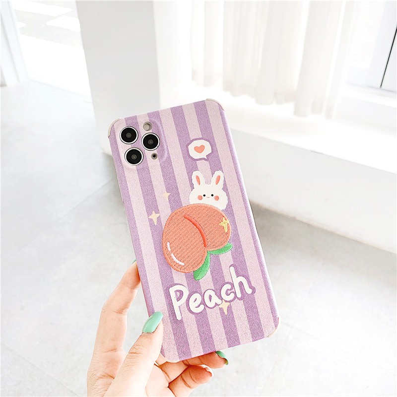 Ốp lưng iphone Đào Dâu thêu viền chống va đập 5/5s/6/6plus/6s/6splus/7/7plus/8/8plus/x/xr/xs/11/12/pro/max/plus/promax | BigBuy360 - bigbuy360.vn