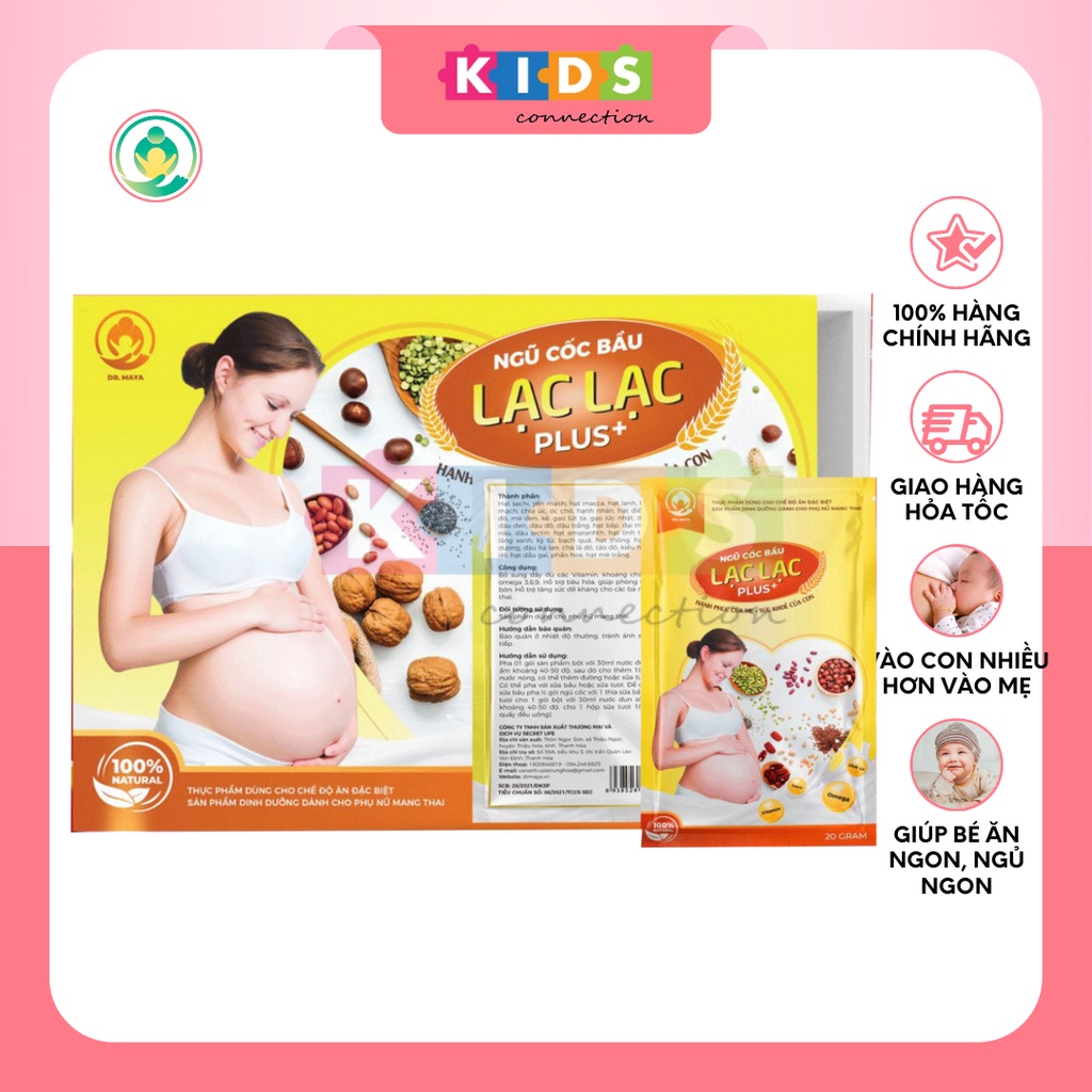Ngũ cốc bầu, ngũ cốc siêu dinh dưỡng Lạc Lạc, có hạt Sachi siêu dinh dưỡng cho bé (hộp/30 gói/600g)