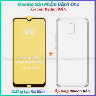[ Xiaomi Redmi 8 / Redmi 8A ] Combo Kính Cường Lực Full Màn hình + Ốp silicon trong suốt loại A+ Redmi 8 / 8A