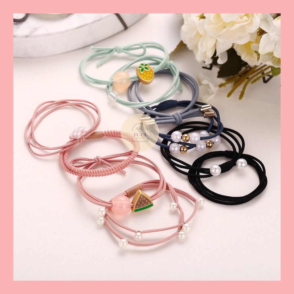 Combo 10 dây thun cột tóc, chun buộc tóc xinh xắn dễ thương