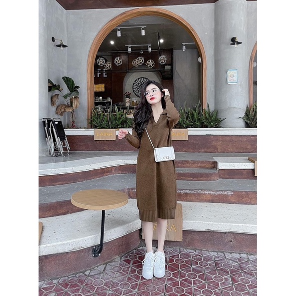 VÁY LEN SUÔNG CỔ BẺ