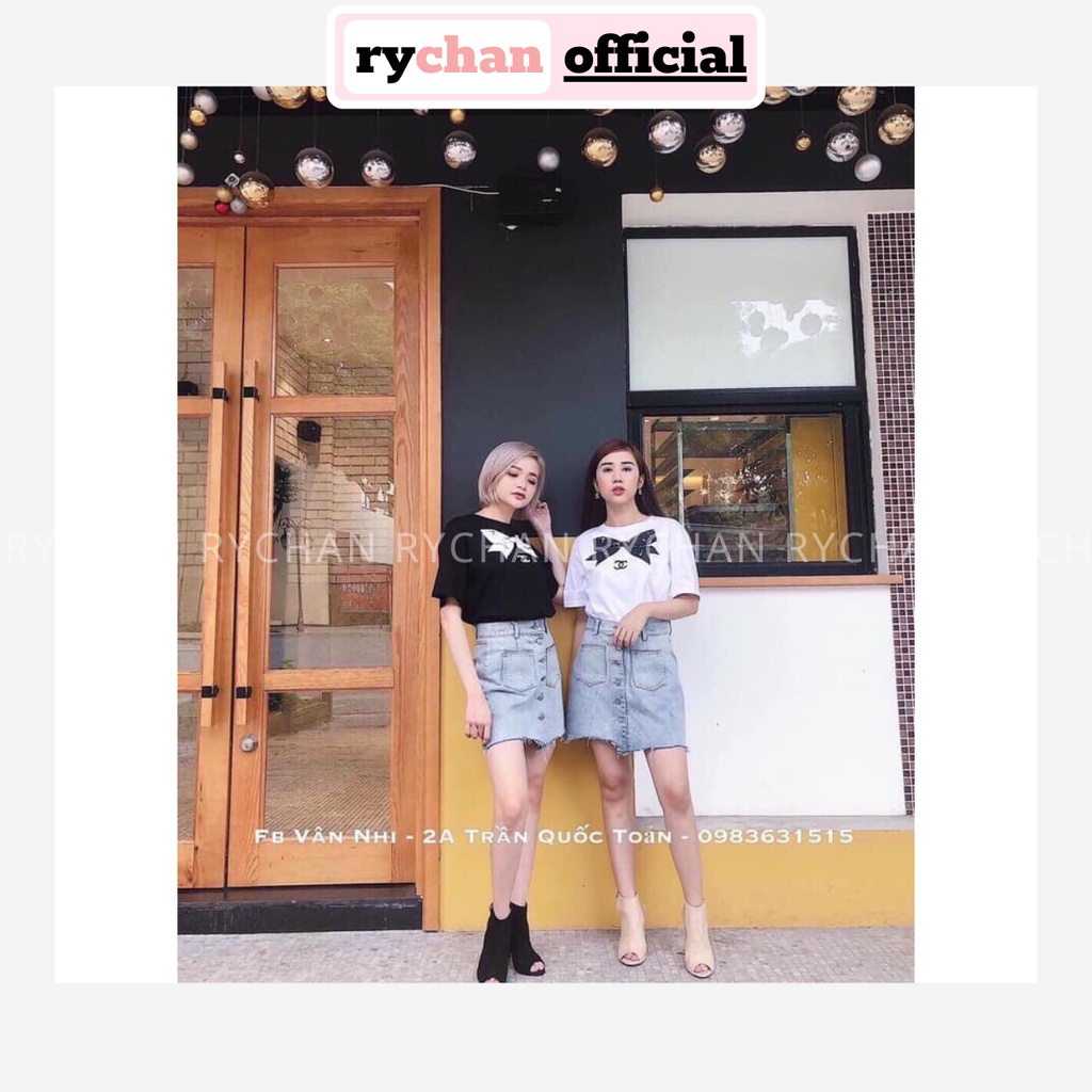 SE855 - Set Áo Thun Pull Nơ Mix Chân Váy Jean Đáng Yêu Set Đồ Đi Chơi Form Đẹp Set Dạo Phố