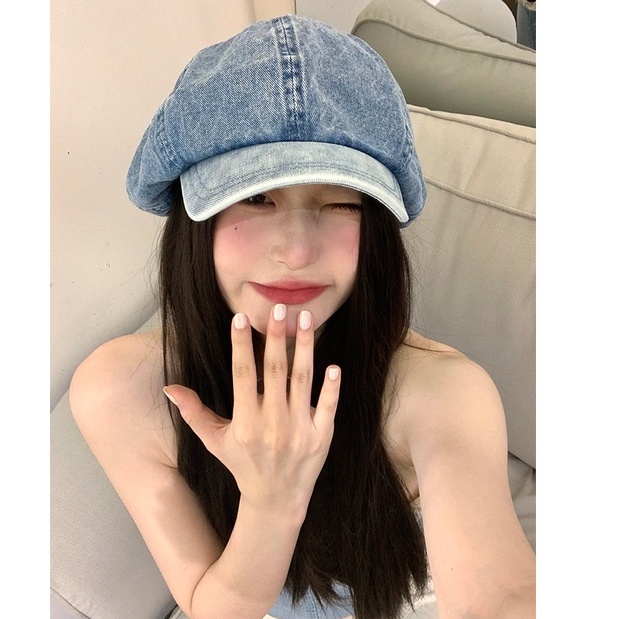 Mũ Beret Denim Phong Cách Hàn Quốc Thời Trang Cho Nữ
