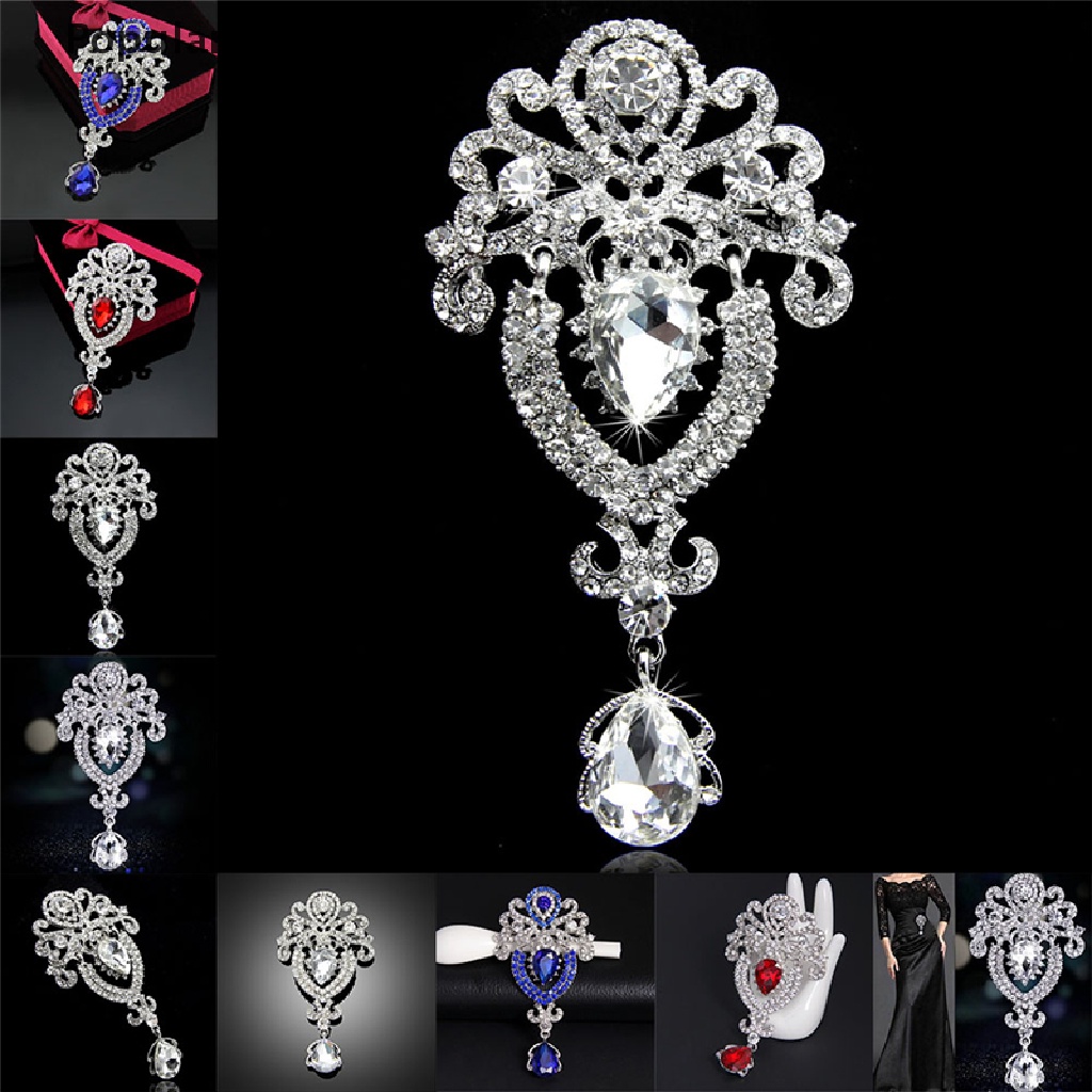 Ghim cài áo hình hoa lớn đính đá pha lê thời trang