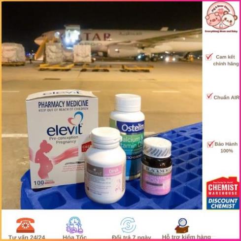 Elevit bầu Vitamin bầu Elevit úc có tem Chemist 100 viên Chuẩn air