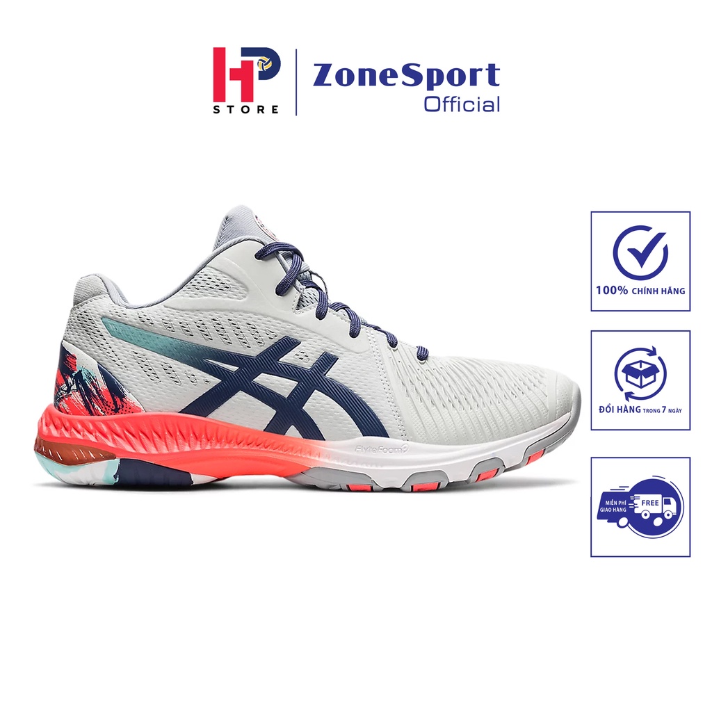 Asics Netburner Ballistic FF 2 MT 2021 Trắng Bạc - Giày Bóng Chuyền, Bóng Rổ, Tennis cổ cao ôm chân, bật nhảy cực êm