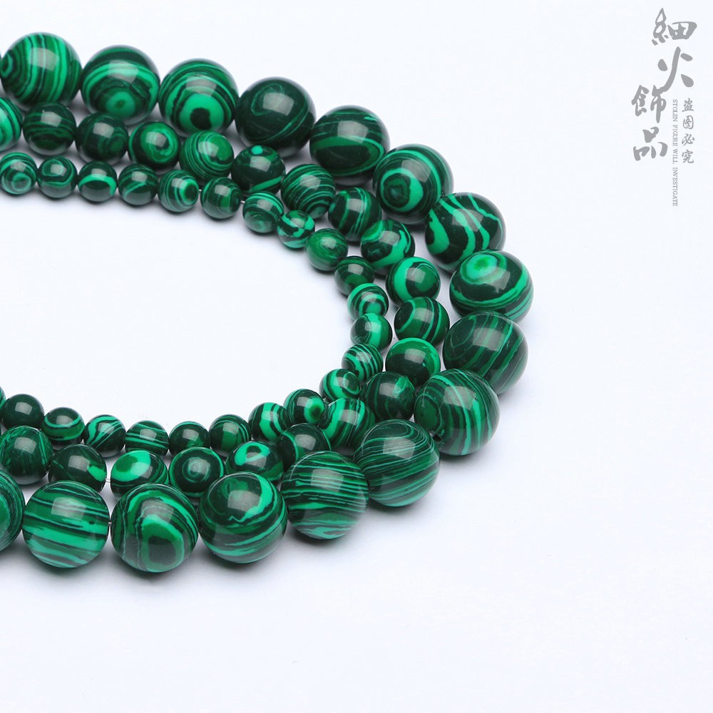 Hạt tròn malachite tổng hợp malachite bán thành phẩm tự làm hạt rời wh