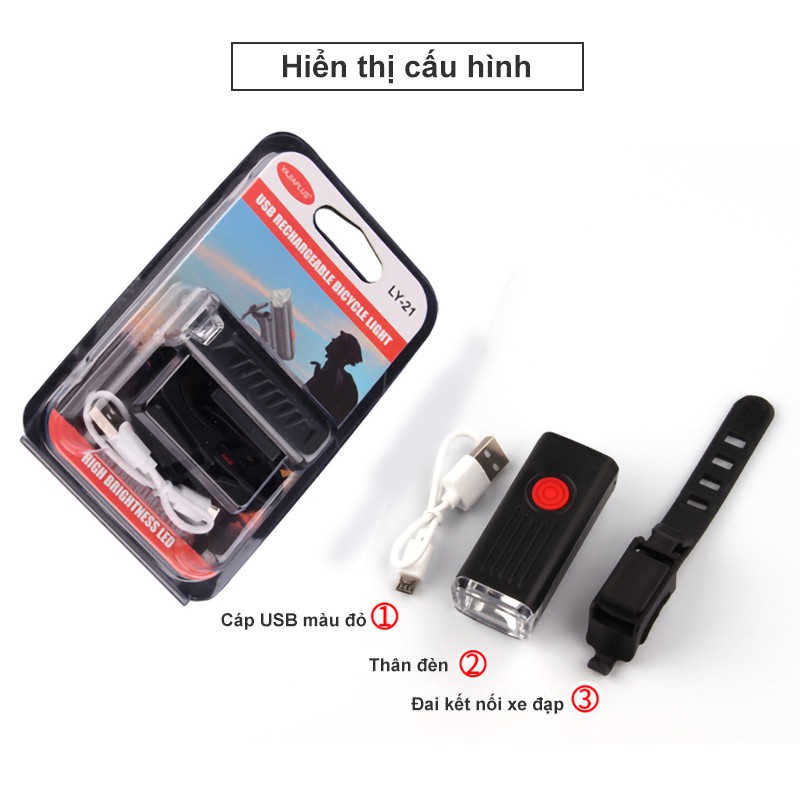 Đèn Pha Xe Đạp Leo Núi Ban Đêm Chống Thấm Nước 3 Chế Độ Sáng 400 Lumens Sạc Usb