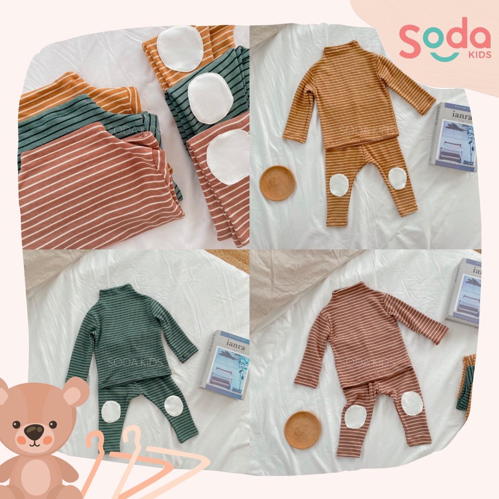 Bộ quần áo cotton lót bông giữ nhiệt cho bé SODA KIDS họa tiết Hàn Quốc