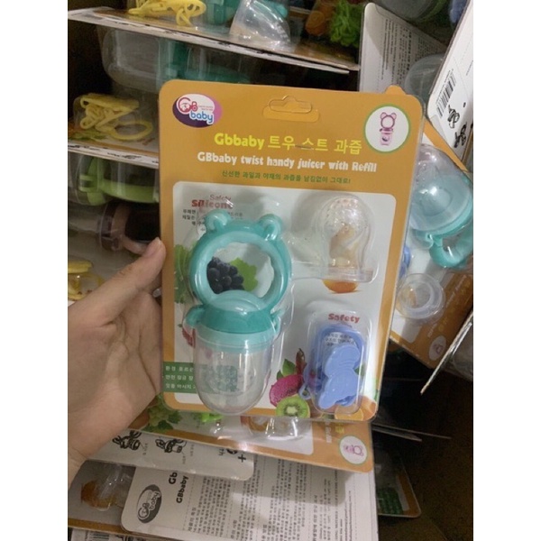 Bộ túi nhai ăn dặm Gb baby kèm 3 núm 3 và dây đeo 5 tháng - 2 tuổi