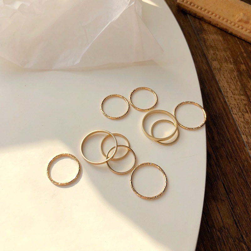 Ahellogirl Set 10 nhẫn kim loại thiết kế hợp thời trang