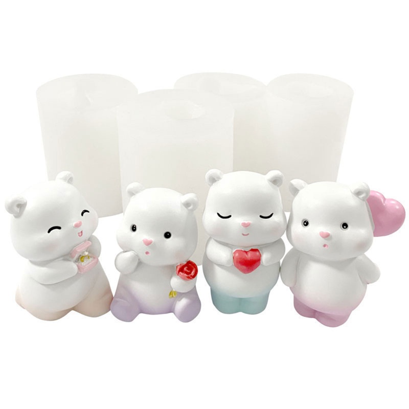 Khuôn Silicone Làm Bánh / Xà Phòng / Sô Cô La Hình Gấu / Hoa Hồng 3D