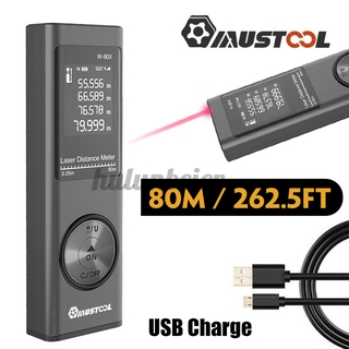 Máy Đo Khoảng Cách Laser Mini MUSTOOL 80M/40M Máy Đo Khoảng Cách Thể Tích Chế Độ Pythagore Chống Nước Sạc USB Với Cảm Biến Góc Điện Tử Chuyển Đổi Đơn Vị M/In/Ft