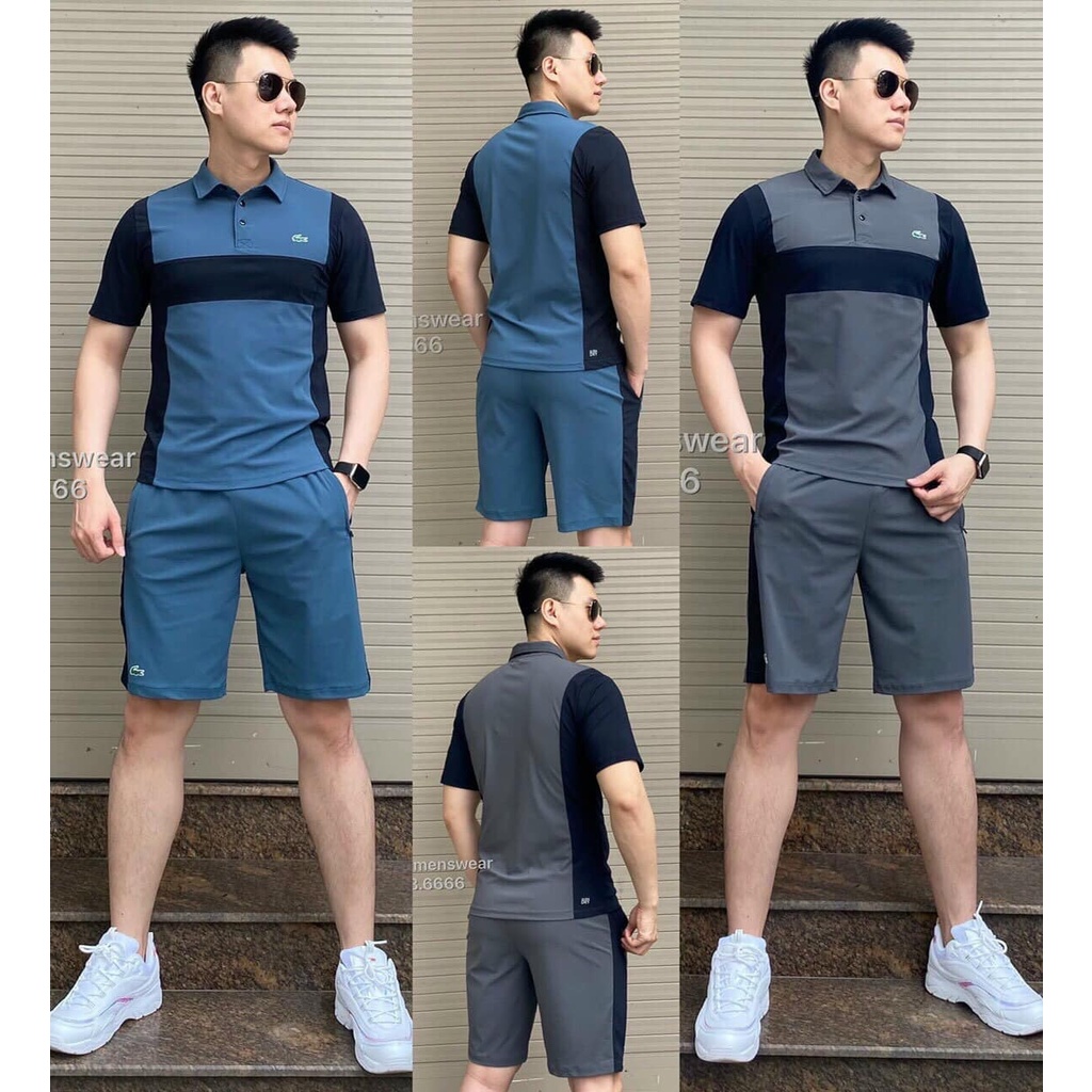 Bộ thể thao nam phối màu tay ngực
