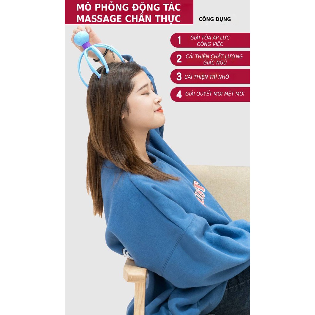 Dụng Cụ Massage Da Đầu 12 Nhánh Bạch Tuộc Cải Tiến, Giúp Thư Giản, Giảm Đau Đầu, Căng Thẳng-Giao Màu Ngẫu Nhiên