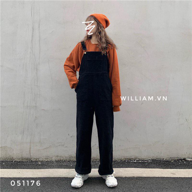 Quần yếm nhung gân 6180 - ĐEN (051176)