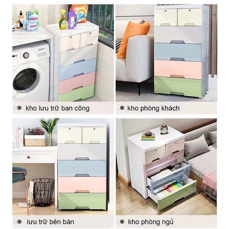 Thêm cao thêm dày thêm to tủ nhựa đựng quần áo tủ đựng đồ cho bé 56*29*99cm