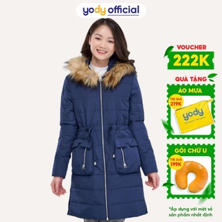 Áo phao nữ dáng dài thương hiệu YODY có mũ lông siêu ấm - PHN4008 ! *