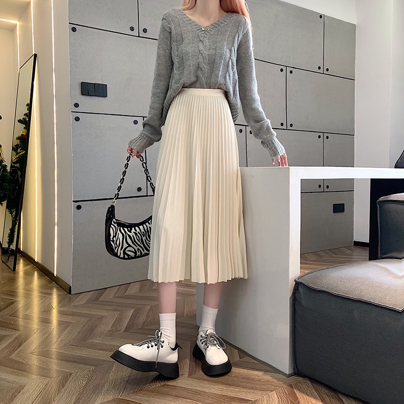 Chân Váy Chữ A Xếp Ly Dàng Dài Cạp Chun Thời Trang Sugal CV NU 014V3