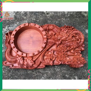 Gạt tàn thuốc lá gỗ hương nguyên khối khắc rồngTS091102