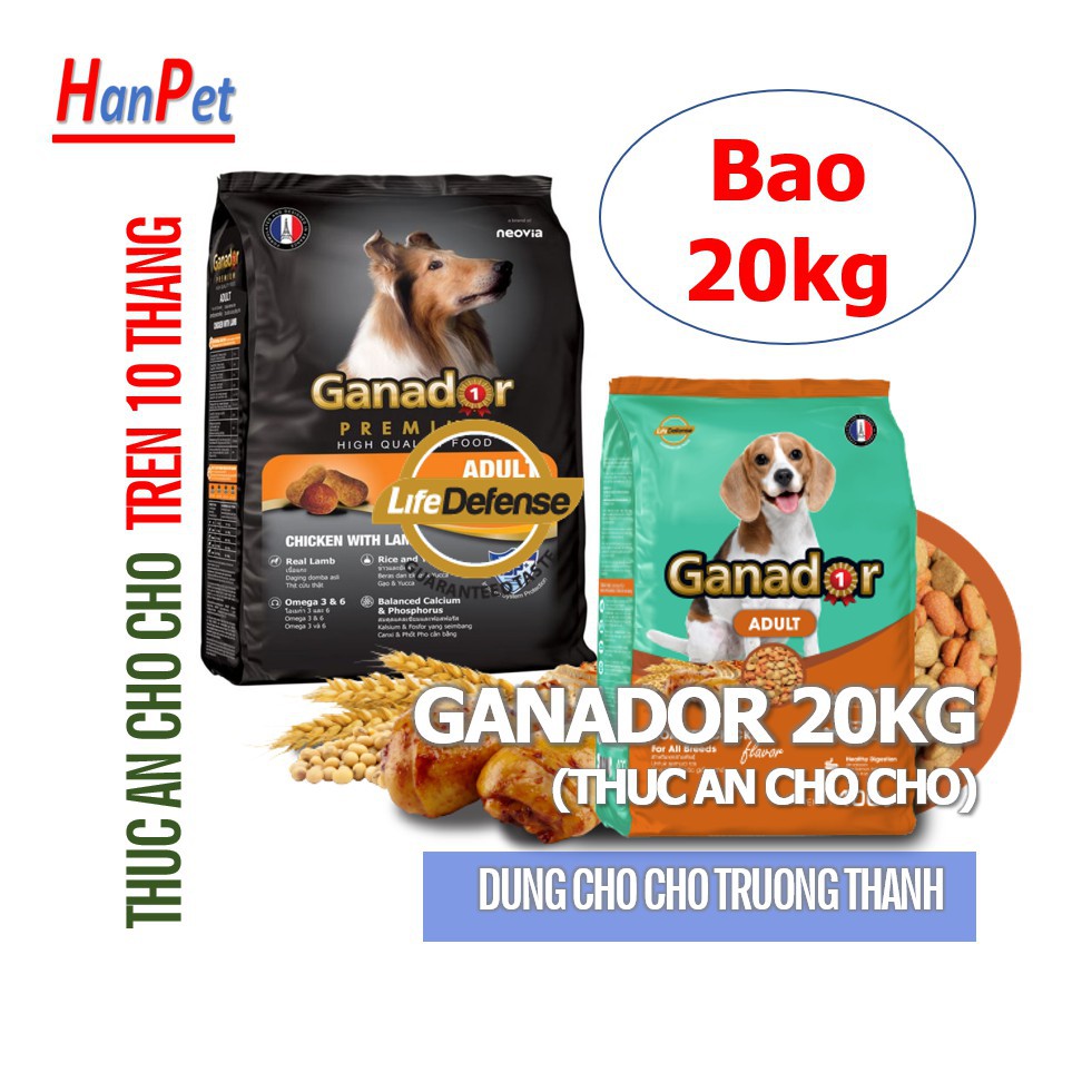 Hanpet.GV- Ganador KEOS Bao 20kg Thức ăn cho chó dạng hạt dành cho mọi loại chó trên 1 năm tuổi
