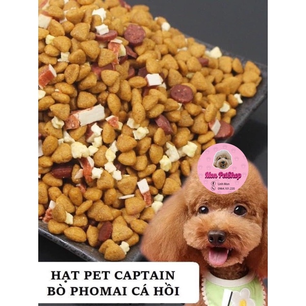 Hạt thức ăn trộn topping CAPTAIN túi 1kg cho cún