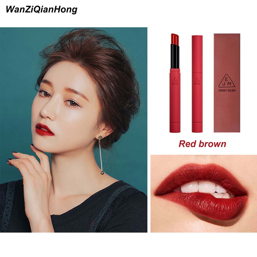 Son lì Matte lipstick Red nốt ruồi nhung dưỡng ẩm lâu trôi không thấm nước Son bóng Hàn Quốc 6 màu lipstick lip gloss South Korea 6 color