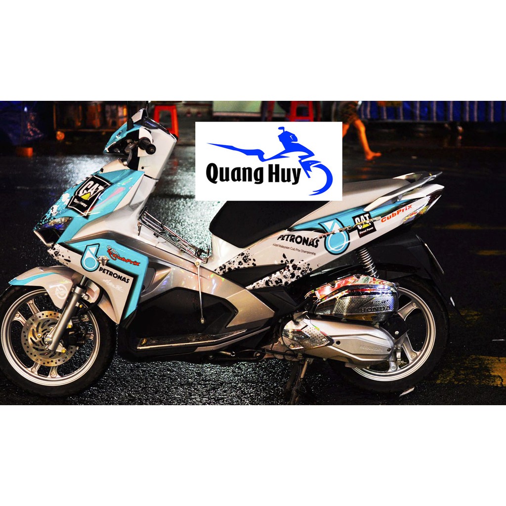 Tem trùm air blade xanh trắng petronas đời 2016-2019, độ team trùm ab dán phủ dàn áo xe xanh trắng rẻ đẹp