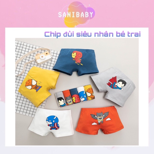 [CAO CẤP] SET 5 QUẦN CHIP ĐÙI BÉ TRAI CÓ SIZE TO HÌNH SIÊU NHÂN AVENGER NGƯỜI NHỆN SPIDERMAN