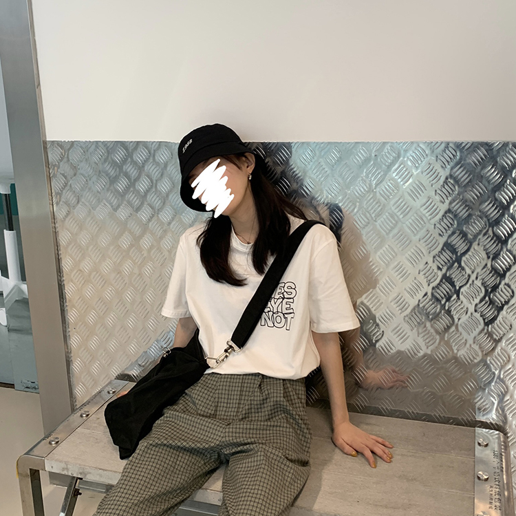 Bộ Áo Thun Dáng Rộng In Chữ + Quần Dài Lưng Cao Kiểu Retro Thời Trang 42790 | BigBuy360 - bigbuy360.vn