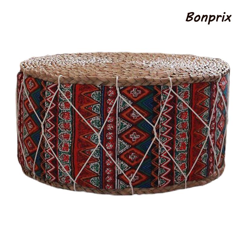 Gối Ngồi Thiền Bằng Rơm Handmade Màu Đỏ Phong Cách Bohemian