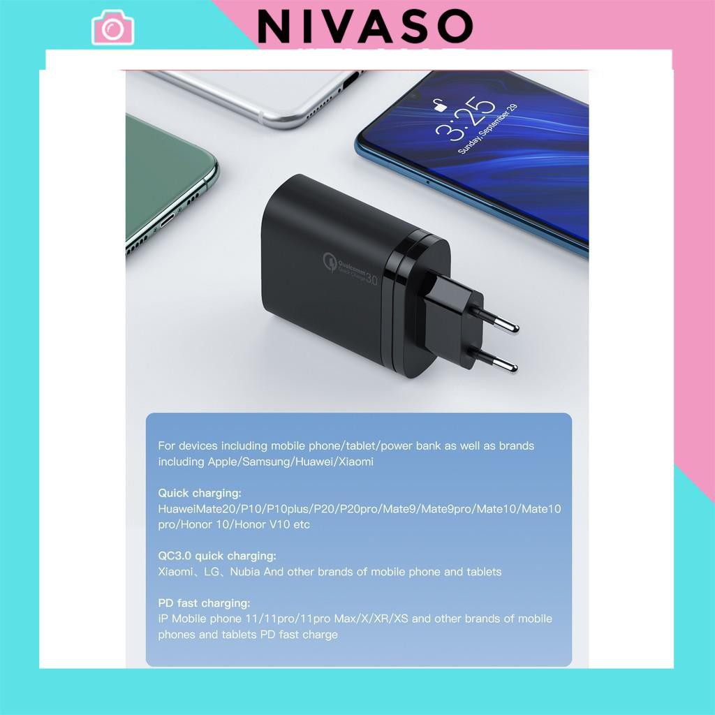 Cốc Sạc Nhanh 2 Cổng USB - Type C QC3.0 KuuLaa 36W dành cho Xiaomi Iphone Huawei OPPO PD36W NIVASO