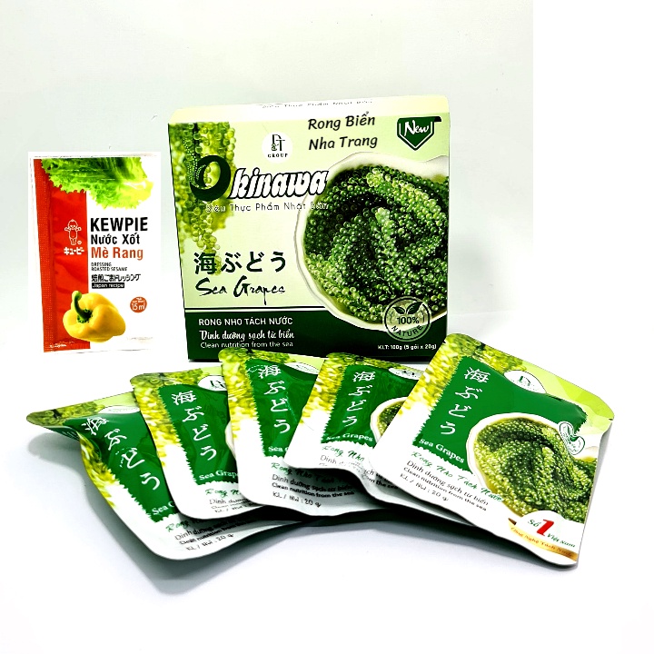 Rong Nho Biển Okinawa (Hộp 100g 5 gói) + Tặng 1 gói nước xốt mè rang