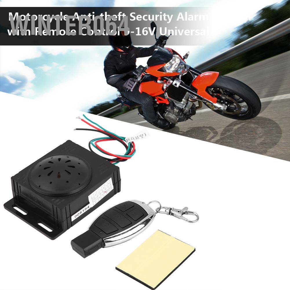 Winter064 Motorcycle Anti-theft Security Alarm System with Remote Control 9-16V Universal