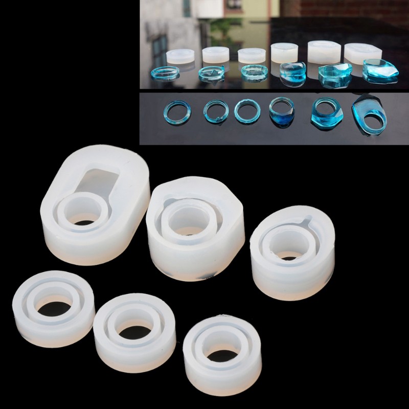 time* 6Pcs DIY Rings Silicone Mold Jewelry Pendant Rings Resin Casting Circle Mould DIY