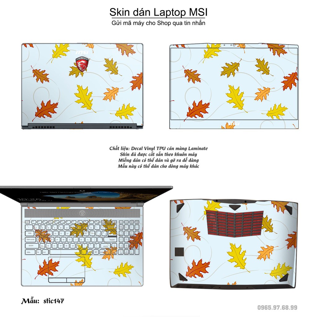 Skin dán Laptop MSI in hình Hoa văn sticker nhiều mẫu 24 (inbox mã máy cho Shop)