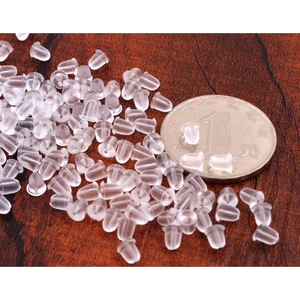 Chốt bông tai bằng silicon Combo 3 đôi Bống Bạc