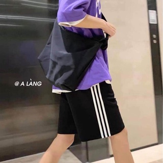 Quần đùi sọc thể thao unisex dáng rộng - quần ngố sọc - quần sooc nam nữ uzzlang- uzzlang