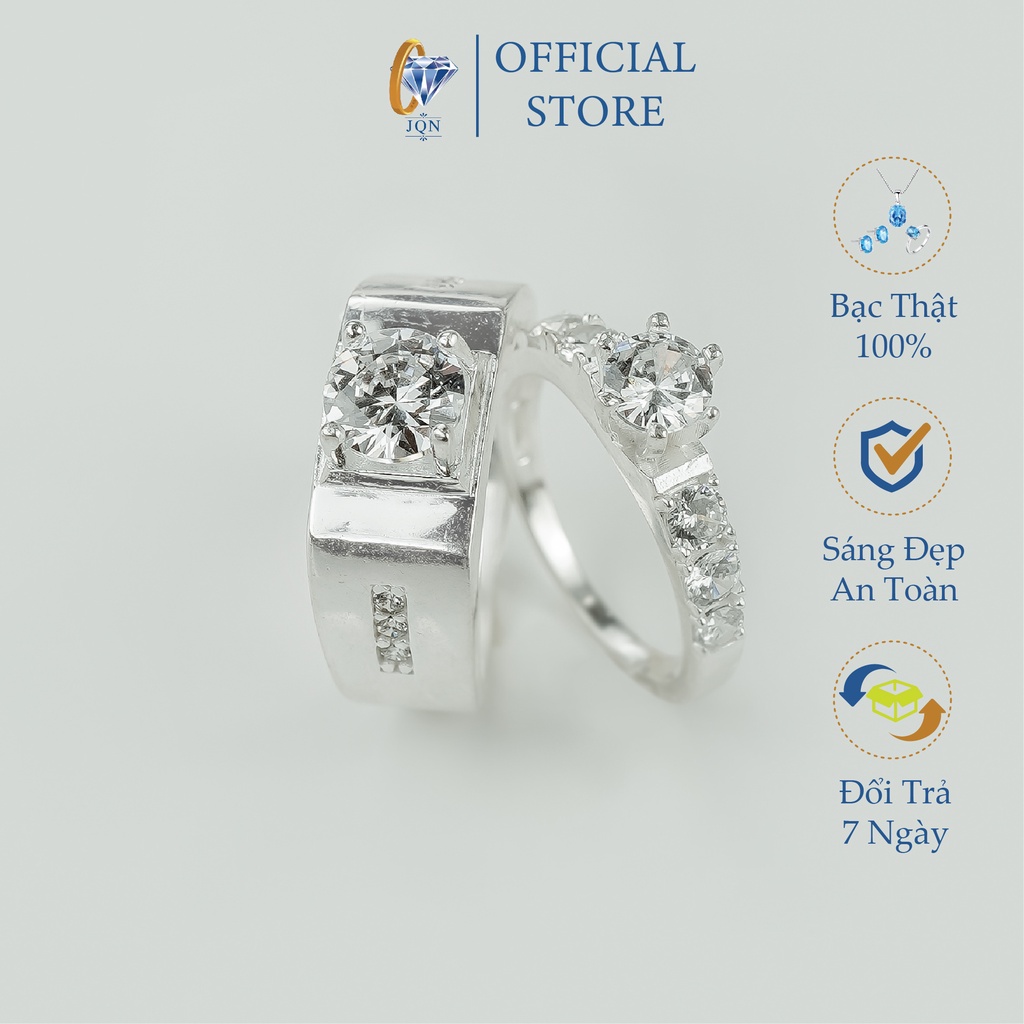 Nhẫn đôi bạc thật nhẫn cặp tình yêu JQN D13