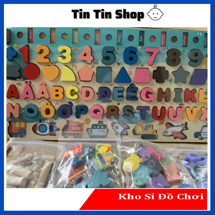 Đồ chơi Câu cá gỗ đa năng 6in1 bảng chữ cái và ghép số học chữ số cho bé, bộ bảng số và chữ thông minh tiếng Việt